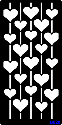 Schmink Sjabloon rechthoek - B020 - harten lint