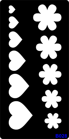 Schmink Sjabloon rechthoek - B028 - hart bloem