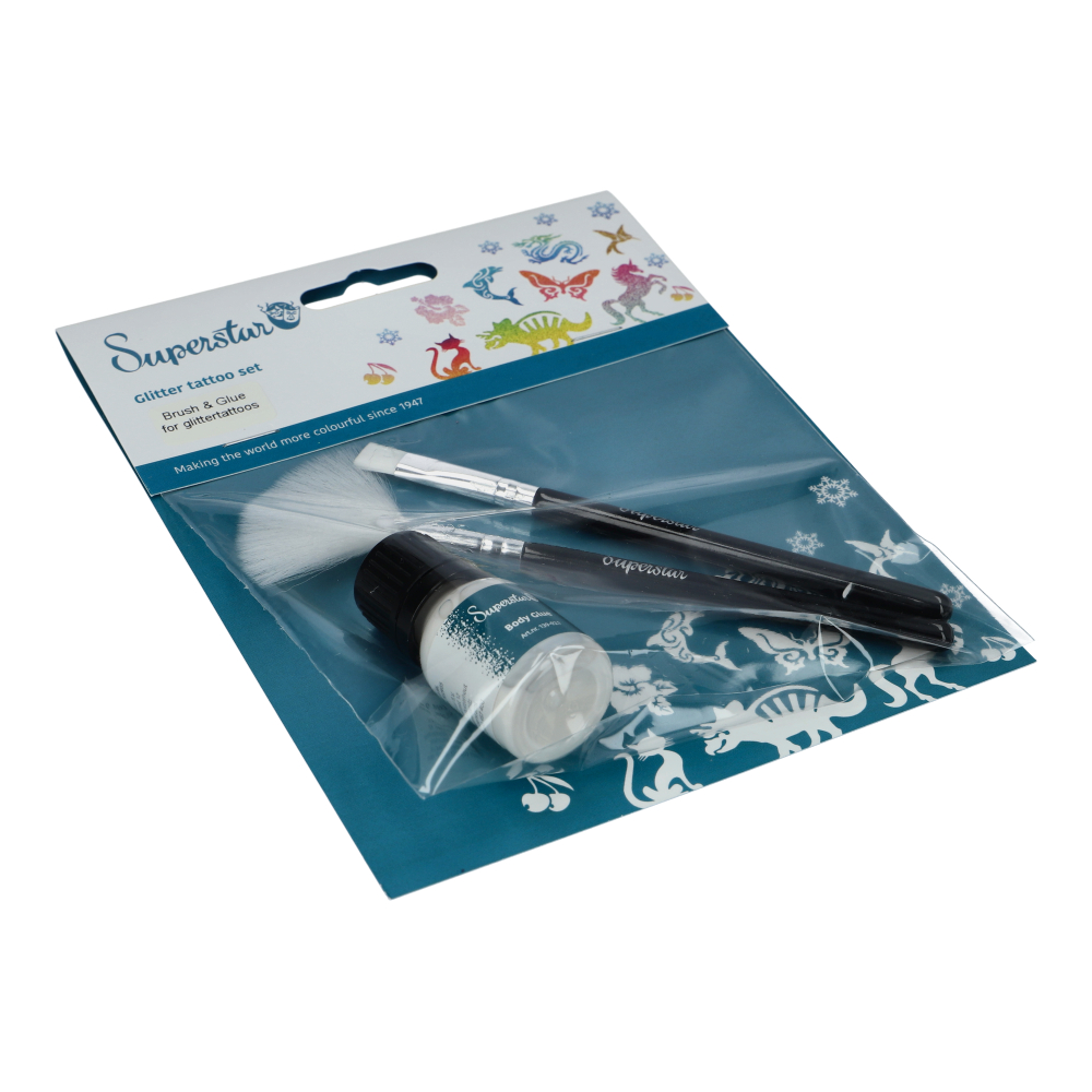 Superstar Penseel en Lijm set voor Glitter Tattoo - Afbeelding 2