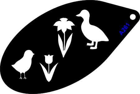 Schmink Sjabloon ovaal – A261 kuiken bloemen eend lente pasen